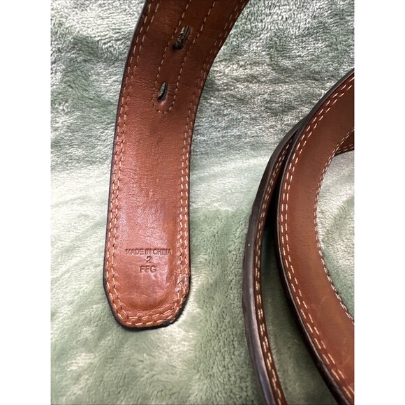 Cabelas Leather Belt Men 48 Top Grain Cowhide Basketweave Woven Inlay Brown 2928 - Picture 4 of 8